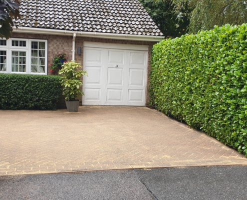 a block paved driveway in cheshunt that has just been cleaned