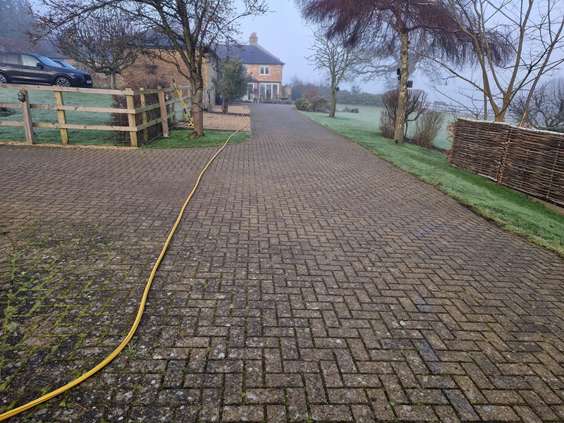 Driveway before jet washing