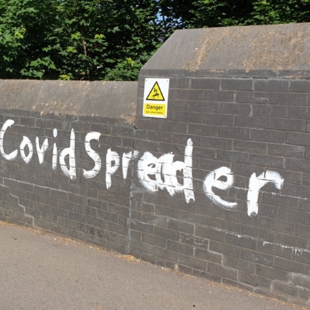 Wall covered in graffiti