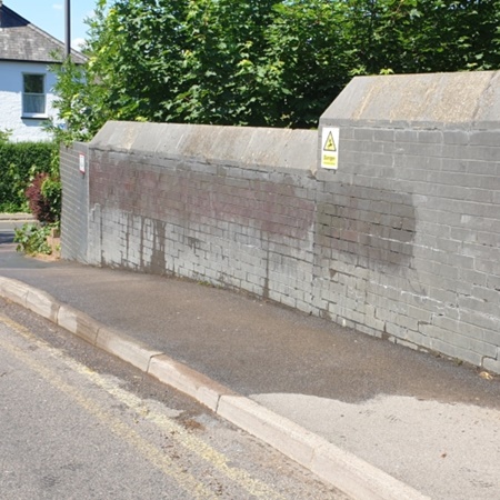 Wall after graffiti removal