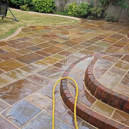 Patio after being repointed by Herts Pressure Washing