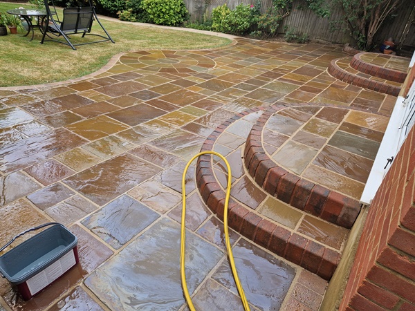 Patio cleaned and repointed