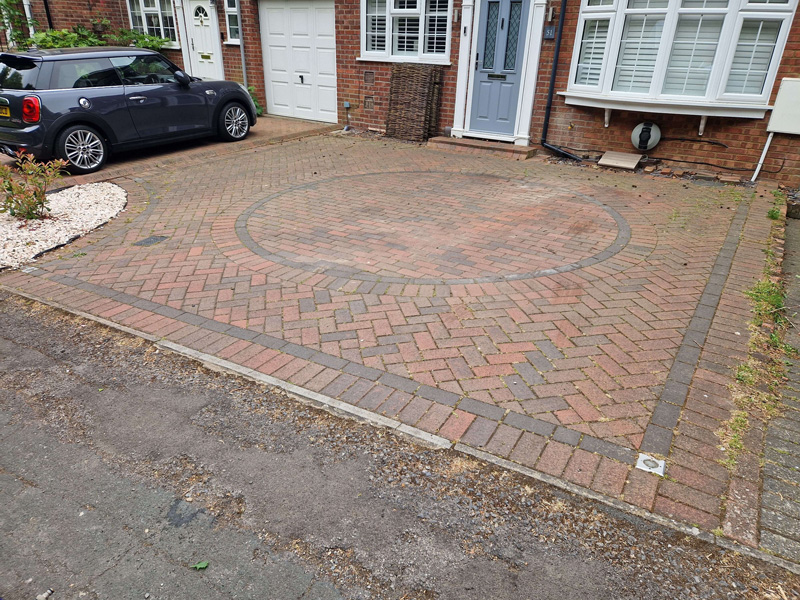 Herts pressure washing before patio