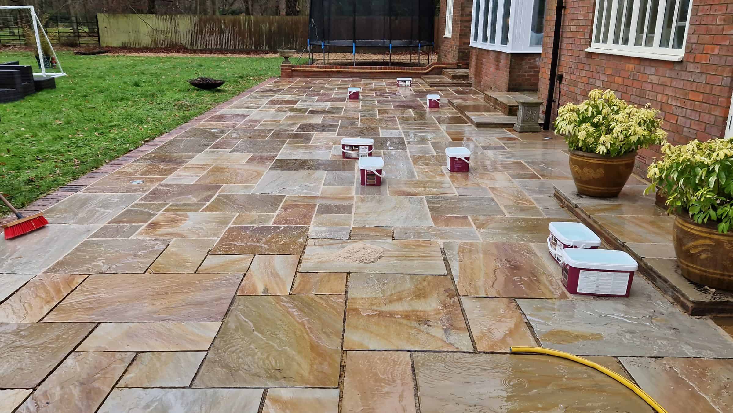 Cleaned Indian sandstone patio in Little Gaddesden, Hertfordshire